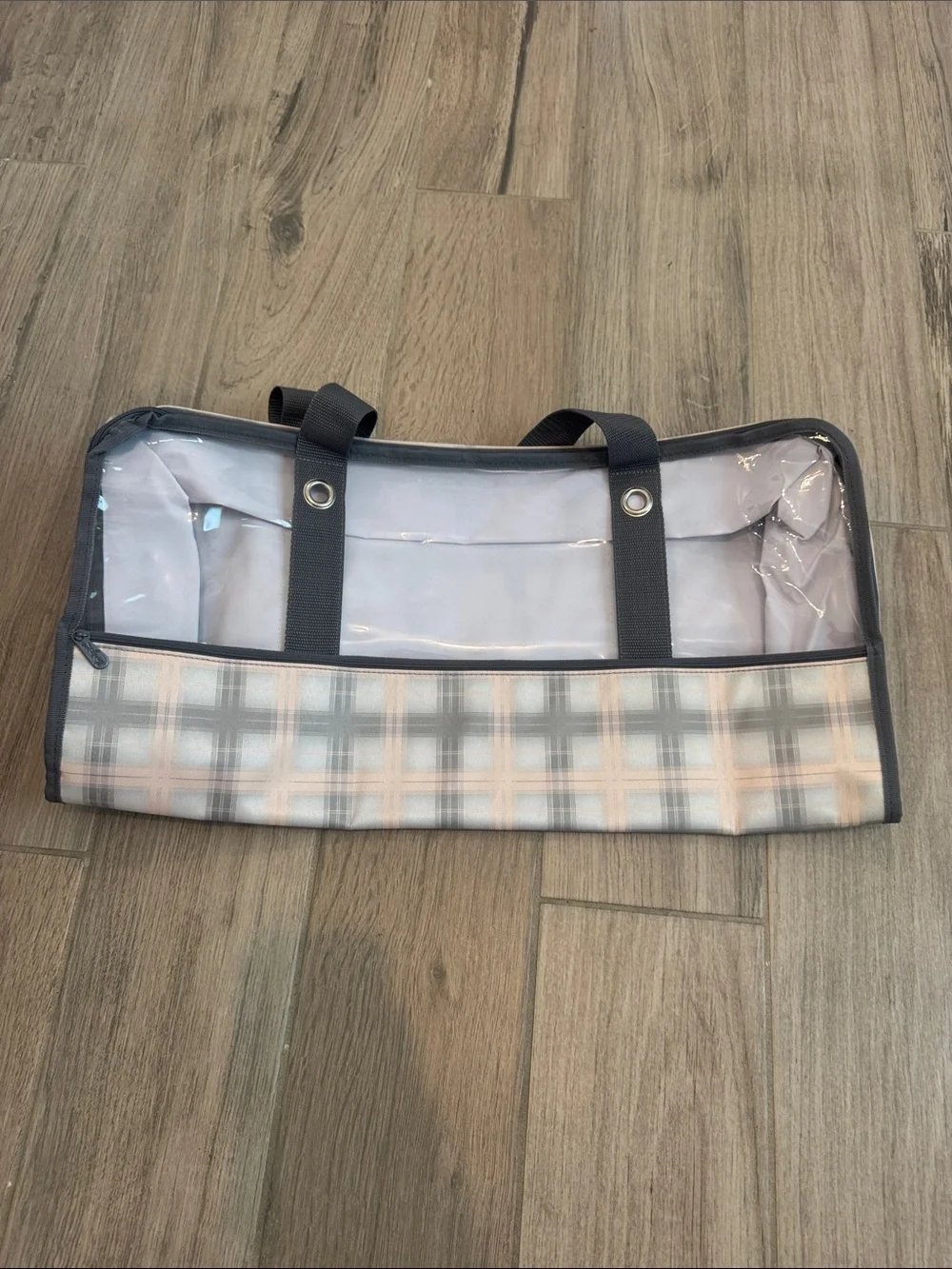 NEW in packaging- thirty-one Utility Storage Tote - Pale pink & Gray.